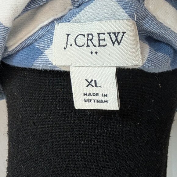 J. Crew Blue and White Buffalo Check Flannel Shirt - XL - Picture 4 of 8